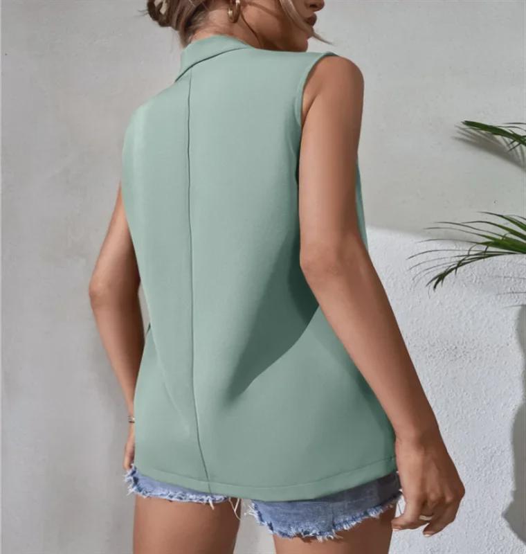 Vestă de costum de lungime medie fără mâneci pentru femei 2022 - Stil european și american