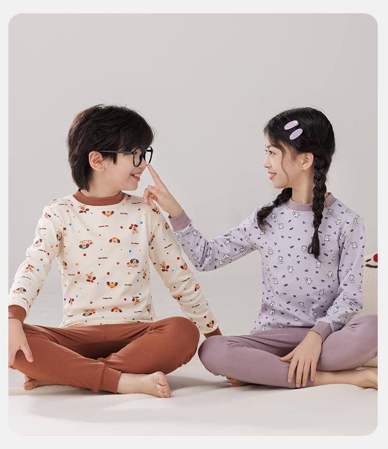 Warme Baumwollpyjamas für Kinder: Mid-Neck Shirts & Hosen für Jungen & Mädchen