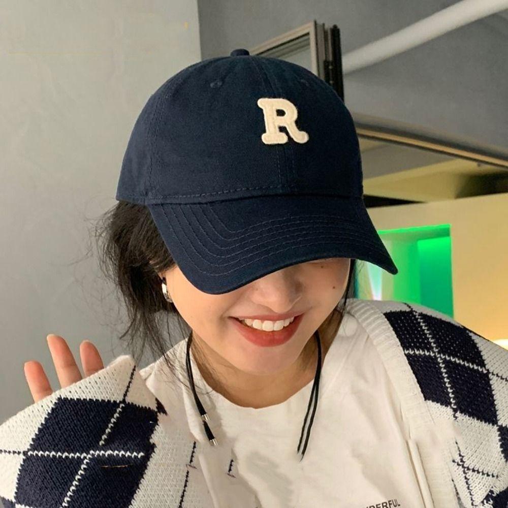 Retro Letter Baseball Hat Letter R Sun Hat Retro Embroidery Baseball Cap Men