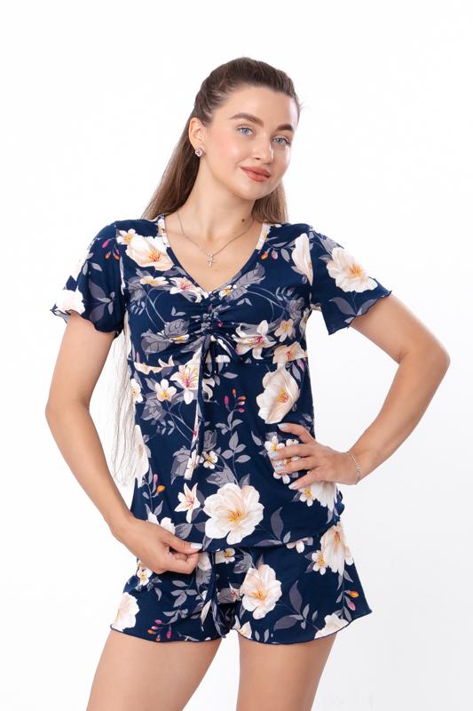 

Жіночий піжамний комплект – М яка футболка та зручні шорти, Літо, 8335-002 HC S сапфіровий