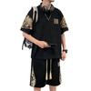 Men's Loose Short Sleeve T-shirt and Shorts Two-Piece Set - Chinese National Style, Plus Size, Summer Casual Sportswear