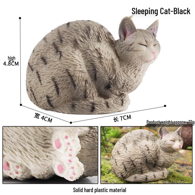 Yaratıcı Sevimli Kedi Bebek Süsleri - Tüysüz, Pastoral ve Yan Yatan Kediler Ev & Kahve Dükkanı Dekorasyonu İçin