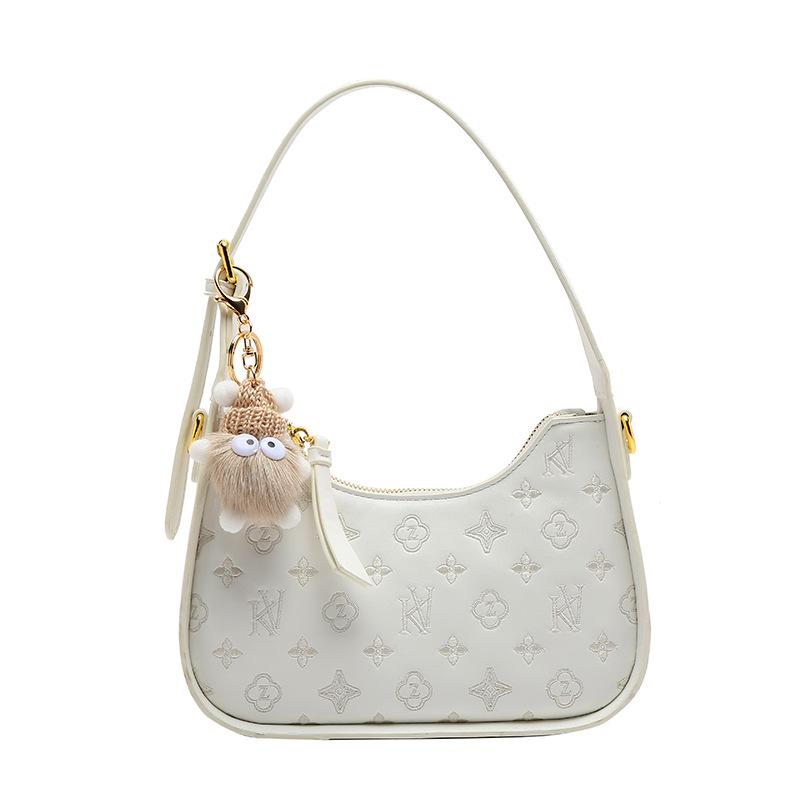 Small Niche Design Embroidered Crescent Shaped Bag, Fashionable and High-end Single Shoulder Baguette Bag