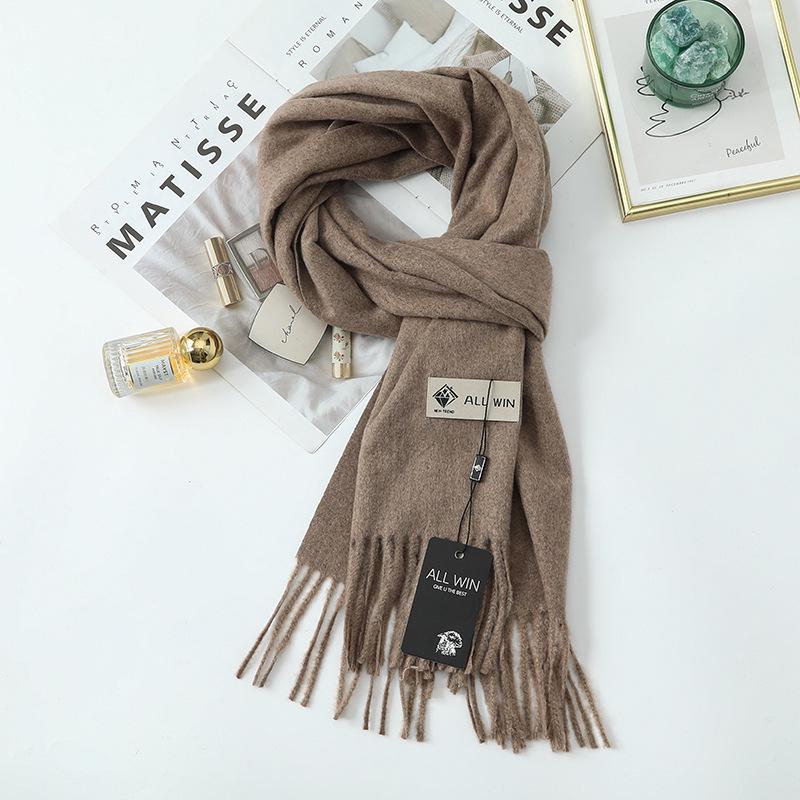High-End Women's Wool Scarf - Cashmere Feel, Solid Color, Autumn/Winter, Unisex Versatile Shawl