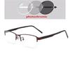 Semi-Rimless Square Photochromic Prescription Glasses Metal Frame Myopia Spectacles Diopter 0 To -6