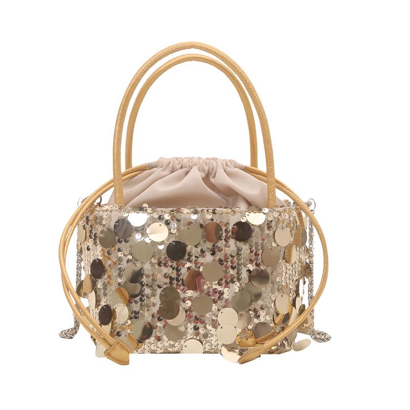Autumn 2025 Trendy Sequined Women's Versatile Handheld/Chain Crossbody Bucket Bag