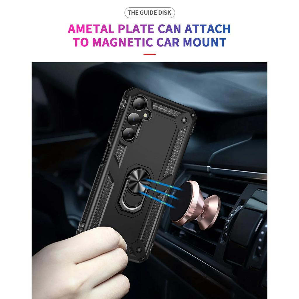Armor Shockproof Ring Stand Holder Magnetic Case For Samsung Galaxy A02S A04E A02 A03 CORE A03S A05 A05S A81 A91 A35 A55 Covers