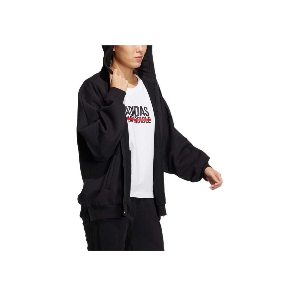 Adidas Solid Color Logo Embroidered Sports Long Sleeve Jacket Women Jackets Black HM2814