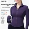 Women's Autumn/Winter Slim Fit Stand Collar Yoga Jacket - Long Sleeve, Waist-Cinched, Warm Sportswear
