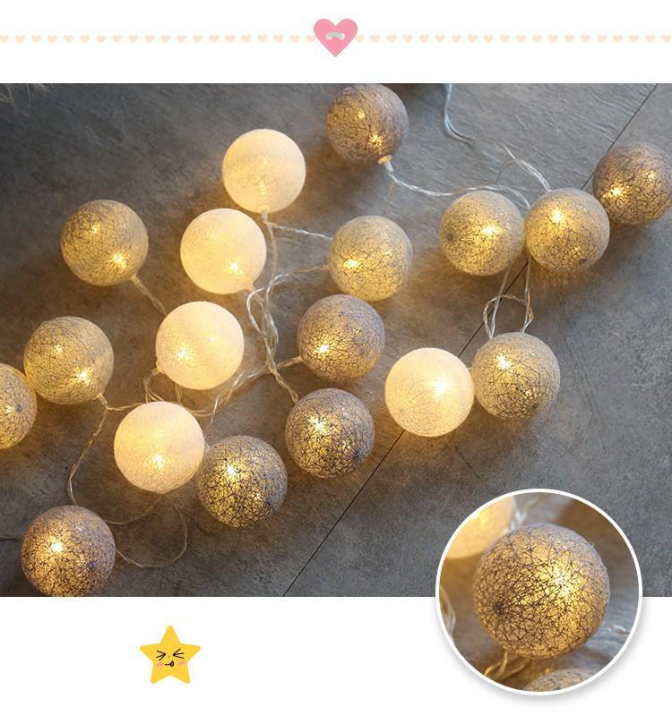 USB LED Cotton Ball String Lights - Christmas Holiday Starry Sky Decorative Flashing Lights