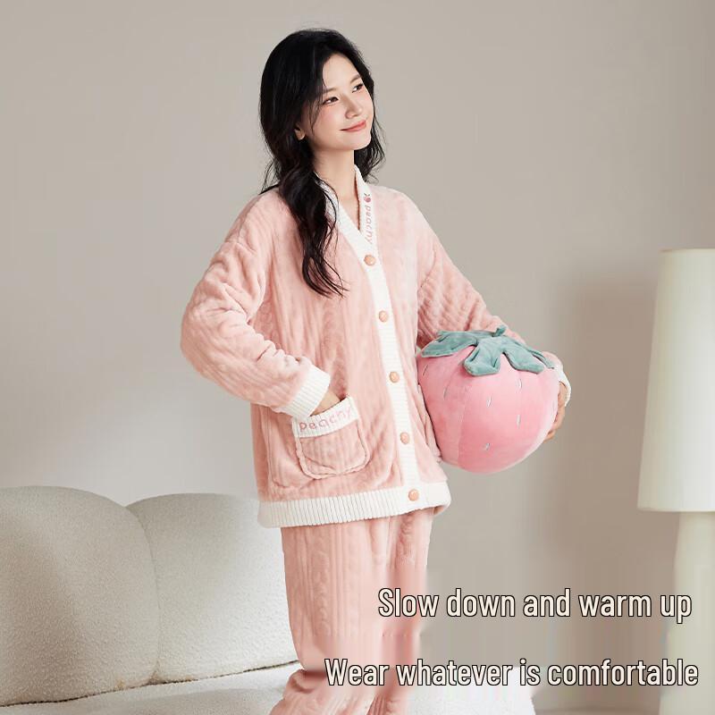 Langsang Women's Winter Flannel Pajama Set