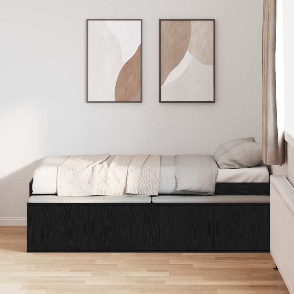 Bed Frame in Black Oak Effect 90 x 200 cm Engineered Wood