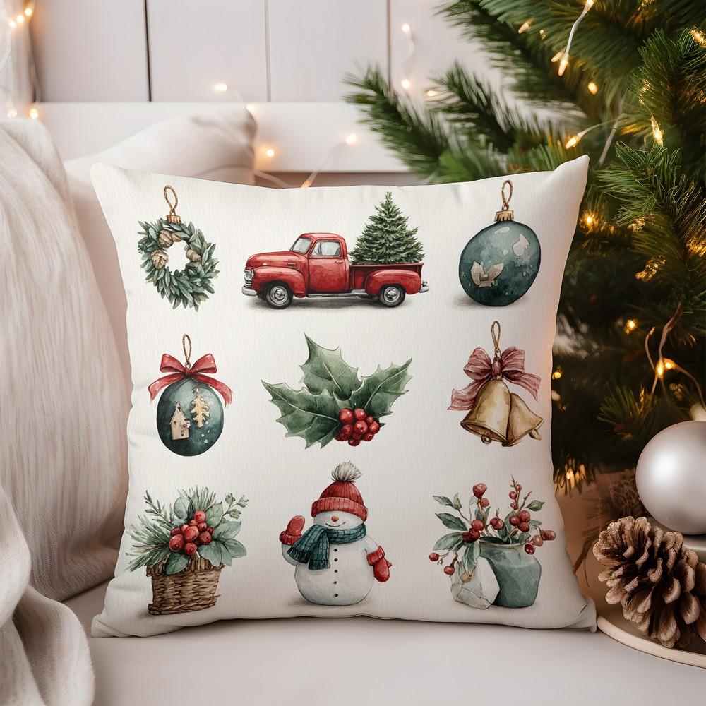 Home Decor Adorable Snowflake Llama Pillow Cover Pattern Cushion Cover Suitable for Sofa Bedroom Car Pillow Cover