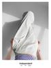 Women's White Lace Two-Piece Wide-Leg Pants with Crotch Cover - High-Waisted, Slimming, Draping, Floor-Length for Summer