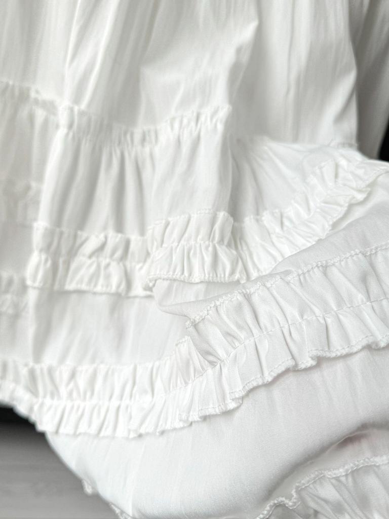 Versatile A-line Layered Cake Skirt with Ruffle Lace - Petite High-Waisted Midi White Skirt for Women
