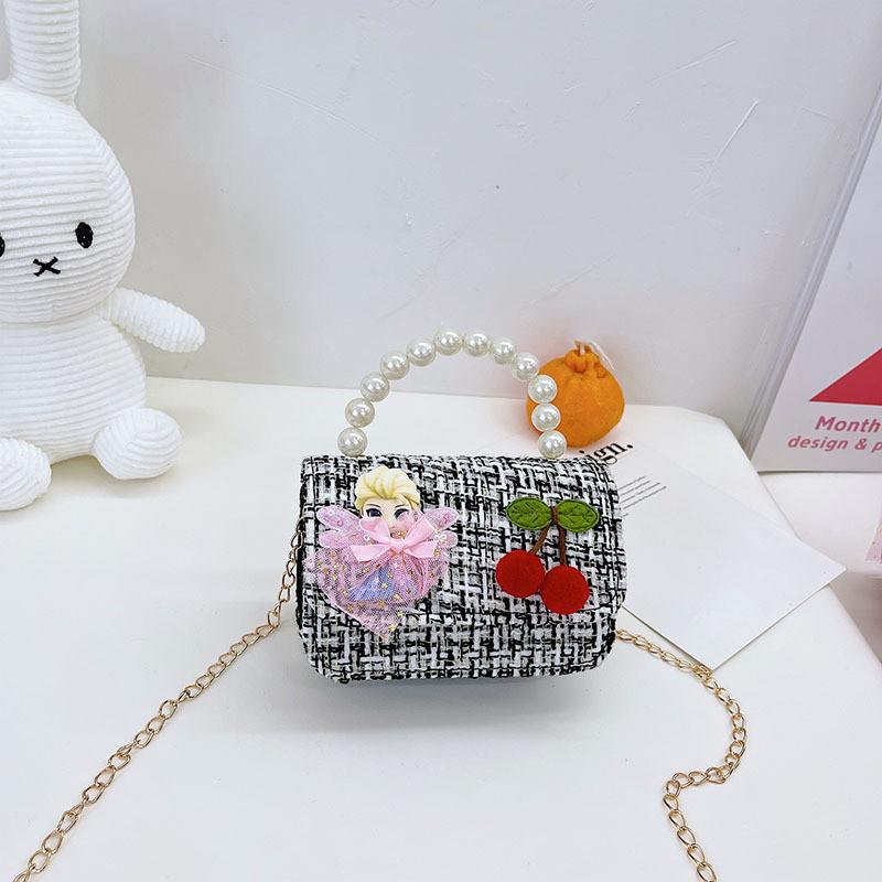 Fashionable Princess Children s Bag Cute Mini Handbag Pearls For Girls Modern And Stylish Princess Black