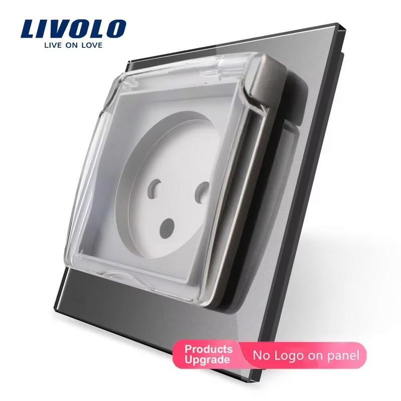 Livolo Israel Standard Power Socket,Crystal Glass Panel, AC 100~250V 16A, VL--C7C1ILWF,with the Waterproof Cover,Light Switch