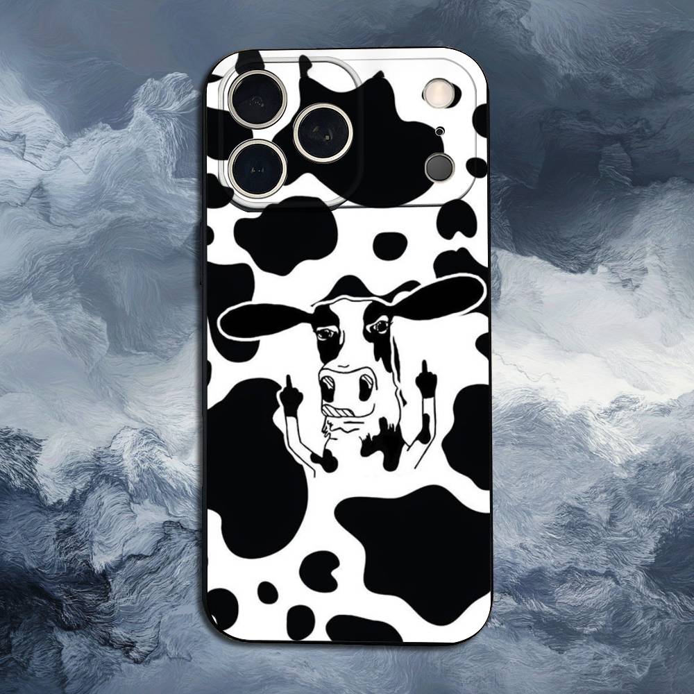 

Cute Cow Print For iPhone 13,16,11,14,17,12,15,Plus,Pro Max,XS,X,XR,SE,Mini,8,7,Phone Case Soft Silicone Black iPhone16