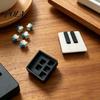 Commuter Stress Toy 2Pcs Keychain Pendant, 3D Printed Mini Piano Keys Relief Toy, Smooth Buttons Musical Key Chain with Metal Ring, Black White Design