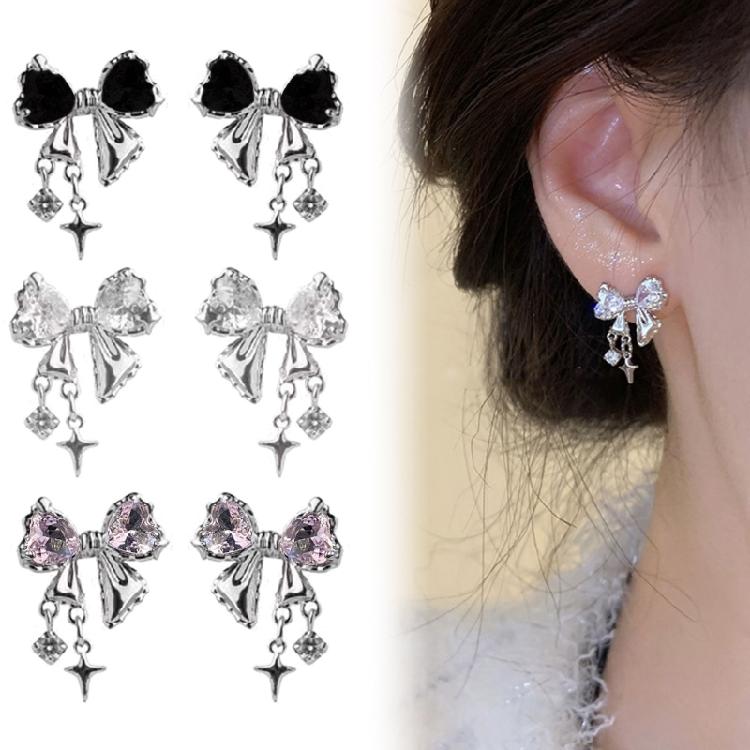Bowknot Zircon Stud Earrings Fashion Piercing Earrings Simple Ear Stud for Women