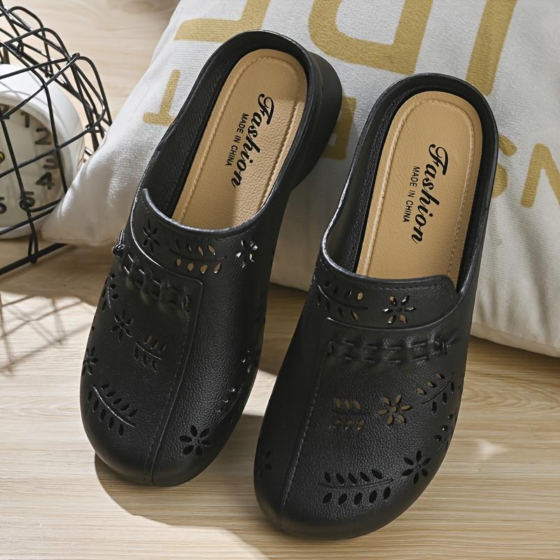 Women's New Slip-on Shoes, Fashionable Hollow-out Floral Design, Soft and Comfortable Sole, Low-heel Casual Slip-ons, Lightweight Wedge Heel