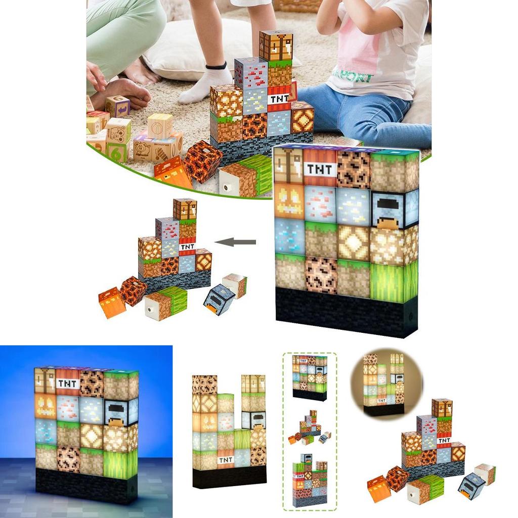 Minecraft Lampada Luce Cucitura Notturna Alimentazione Usb Decorazione Blocco da Costruzione Impilabile Fai da Te