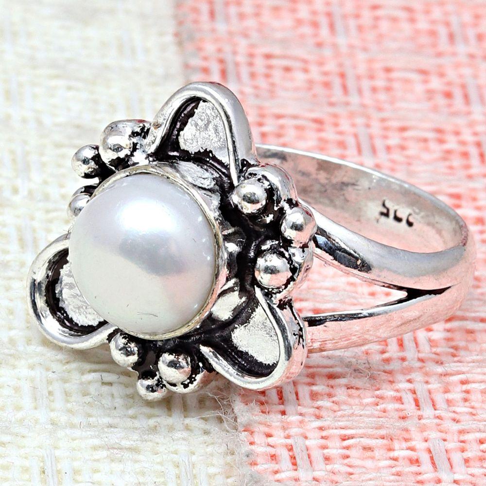 Real Pearl Gemstone Handmade Silver Jewelry  "6.5"