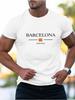 Barcelona Letter Print Men'S Round Neck Short Sleeve T-Shirt