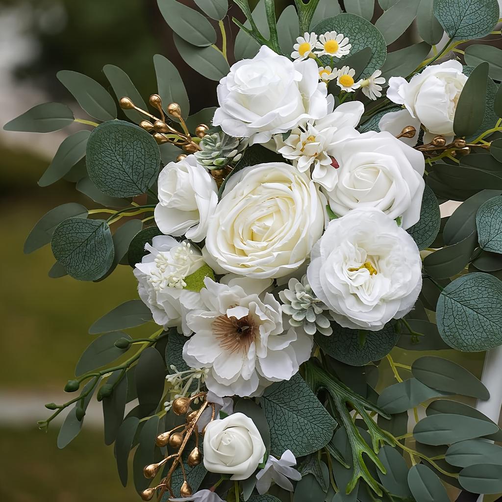 2pcs Wedding Decorative Artificial Flowers, Wedding Arch Flowers, Wedding Welcome Signs and Background Decorative Fake Flowers