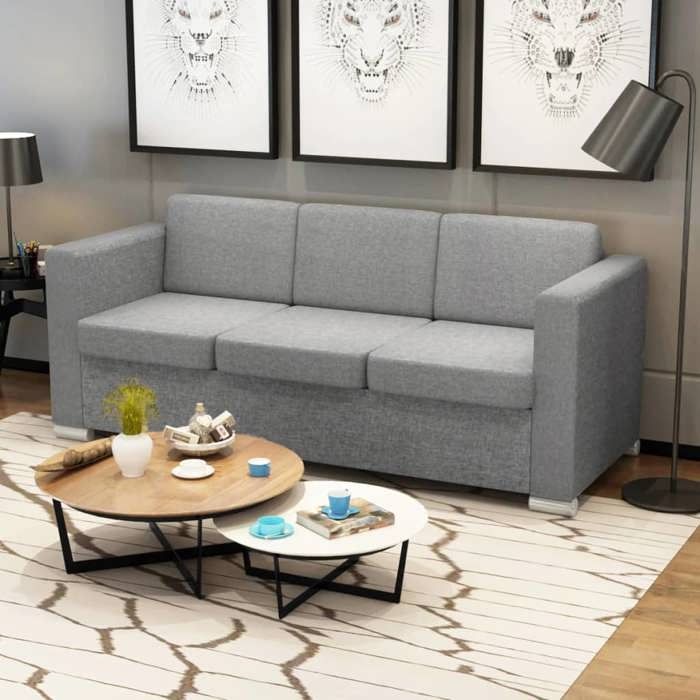 Canapé 3 places en tissu gris - VIDAXL - Style contemporain - Design - Confort moelleux