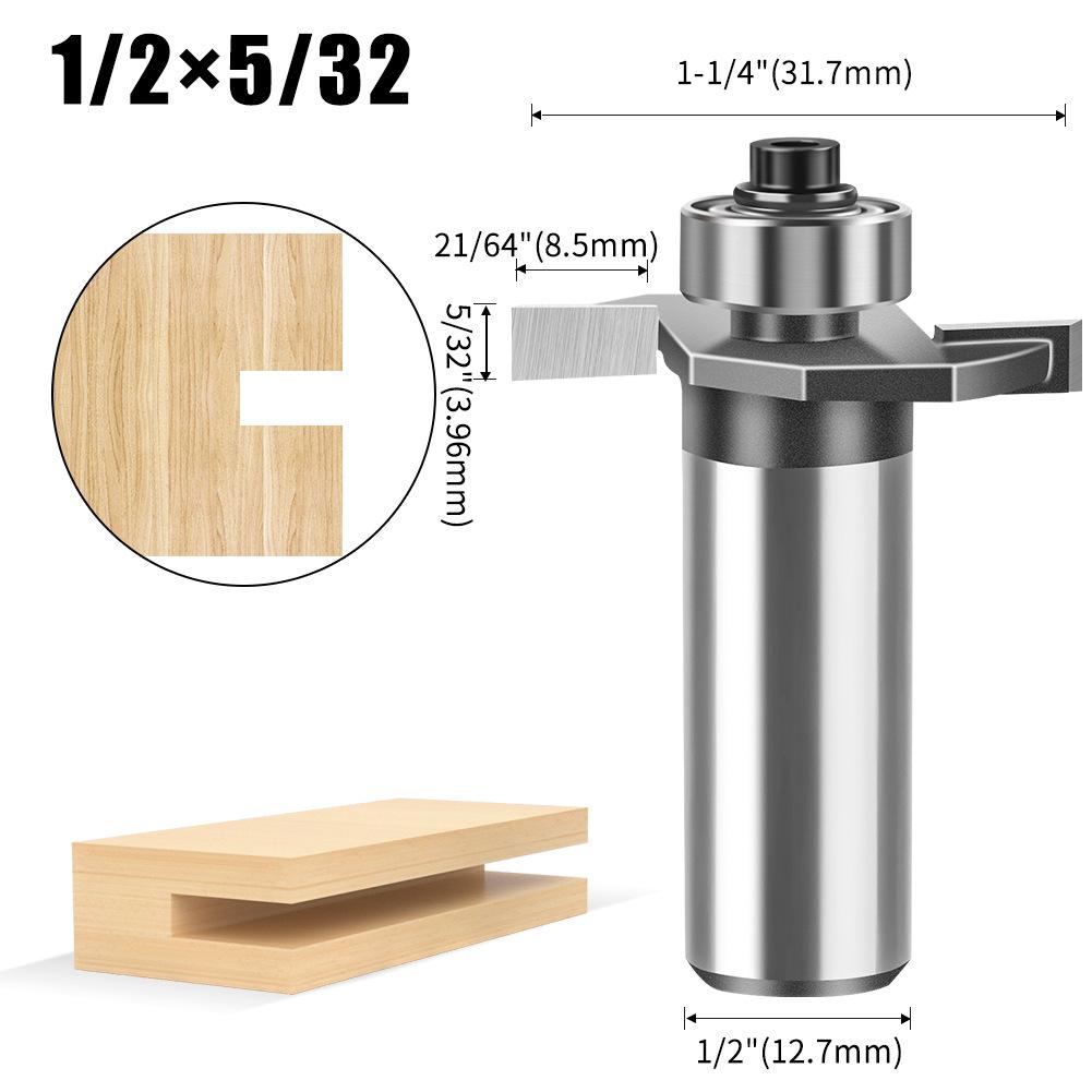 1/4 Schaft 1/2 Schaft Kugel T-Fräser Holzbearbeitung Fräser Nutfräser Kerbenfräser 2-in-1 Nutfräser Begonienwinkel Fräser