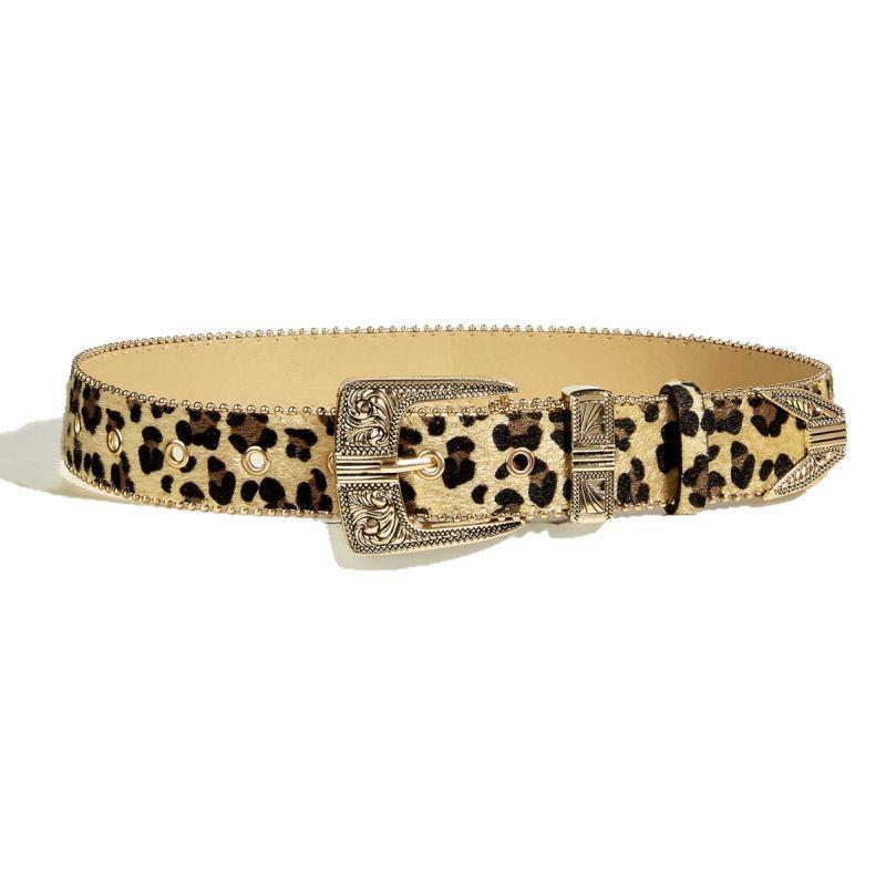 Leopard Print PU Leather Belt with Alloy Buckle - Retro & Versatile Hot Girl Waistband for Skirt Decoration