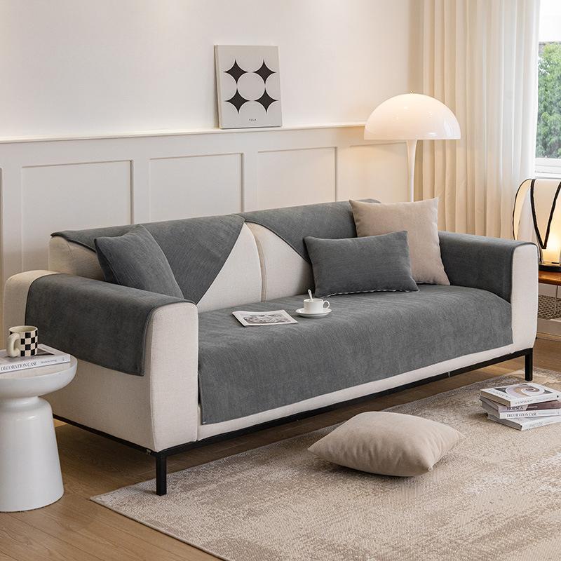 Neues Fischgrätenmuster Chenille Sofakissen Nordisches Sofakissen Universal Rutschfest Einfarbiges Sofakissen für Alle Jahreszeiten