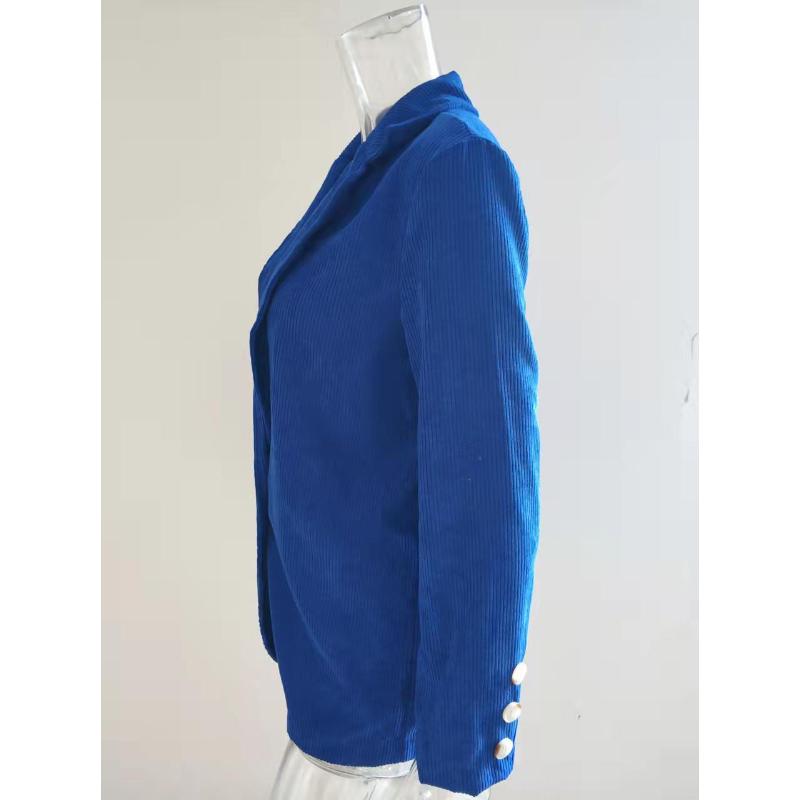 Women's Corduroy Open Front Blazer, Slim Fit Notched Lapel Jacket with Solid Color Design, Casual Office Wear for Business & Daily Use