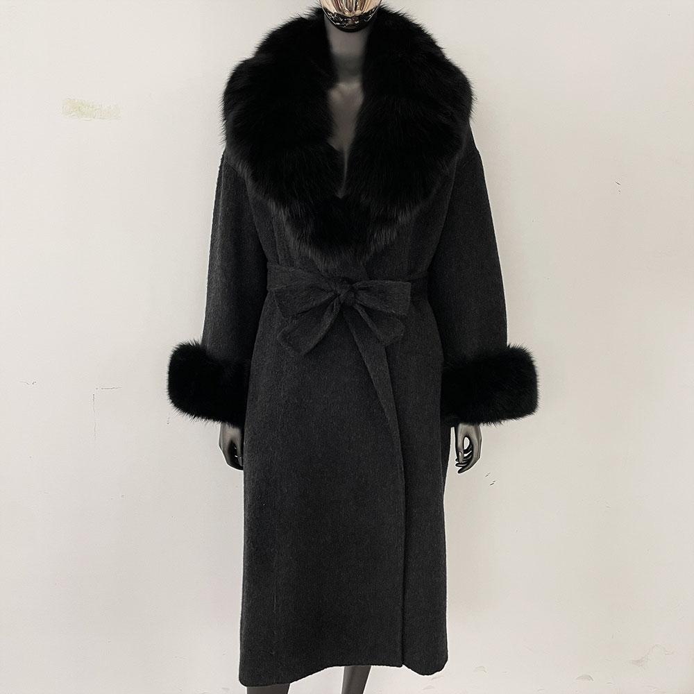 OFTBUY Wool Coat Women 2024 Autumn Winter Real Fox Fur Jacket Female Long Warm Natural Fox Fur Collar Fur Cuffs Coat Woolen Coat