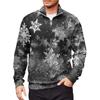 Men's Loose Casual 1/4 Zip Sweatshirt Fashion Printed Long Sleeve Top With Pockets