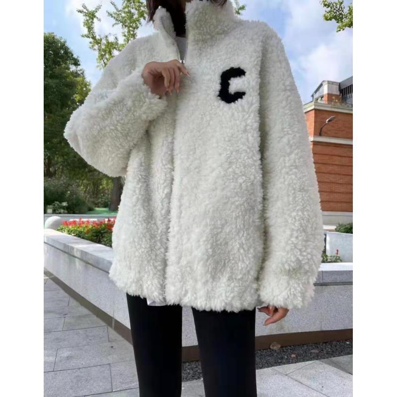 Winter new granular fleece fleece thickened sweater women's stand-up collar thickened cardigan coat women's