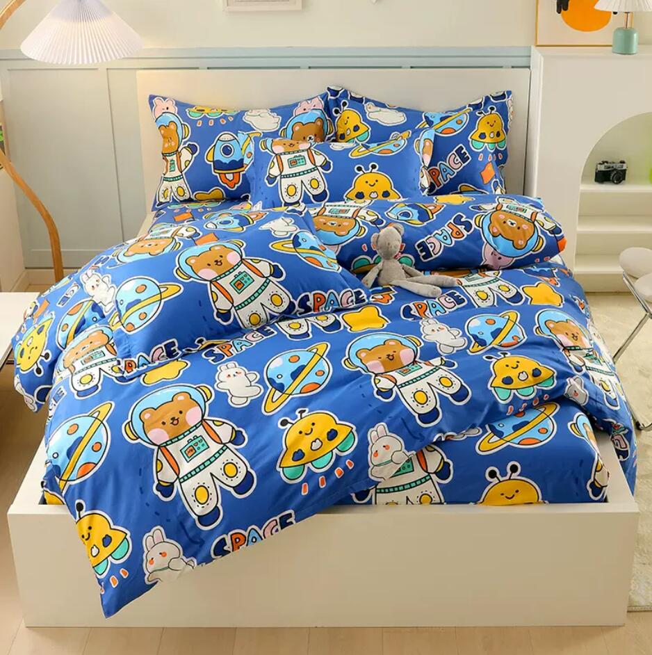 Duvet Cover Set for Double Kids Bed Quilt Cover Comforter Covers with 2pc Pillowcase Pumpkin Rabbit Bedding Set 100% Cotton