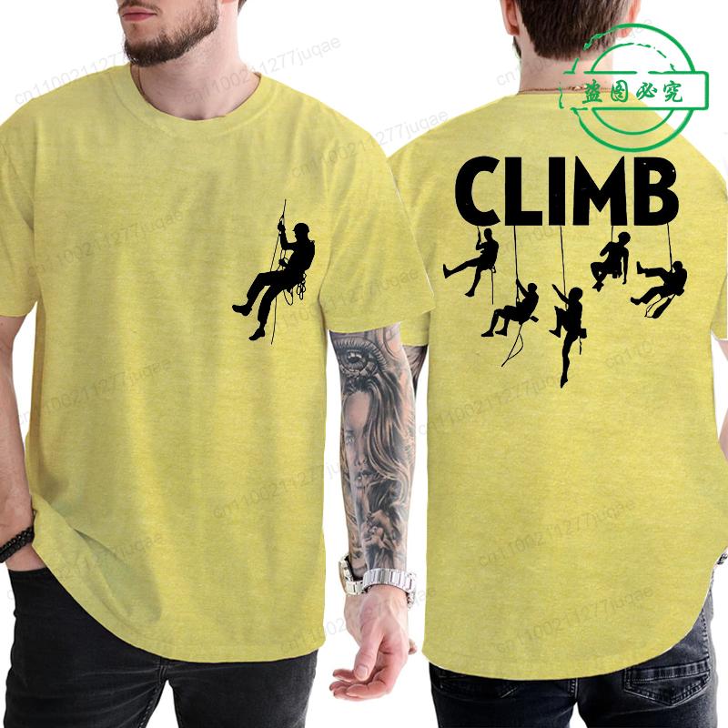 2026 Fashion Unisexs Summer Tshirts Unisexs Born To Climb Mountain Hiking Rock Climbing T Shirt Rock Climbing Top Quality Tee Tops