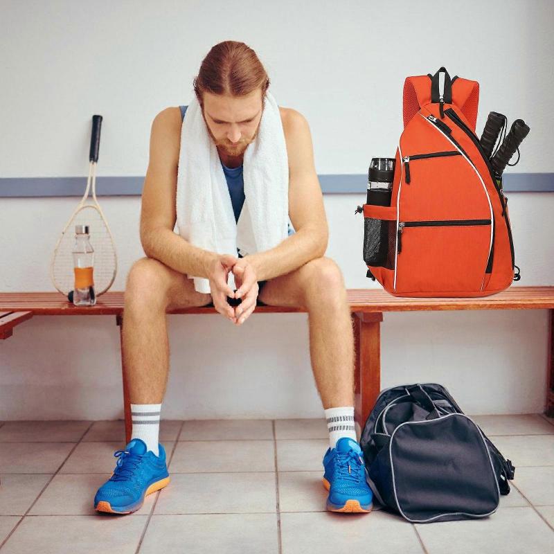 Sports Pickleball Bag Pickleball Backpack Tennis Bag Crossbody Sling Bag Pickleball Paddle Bag for Pickleball Equipment Orange Color