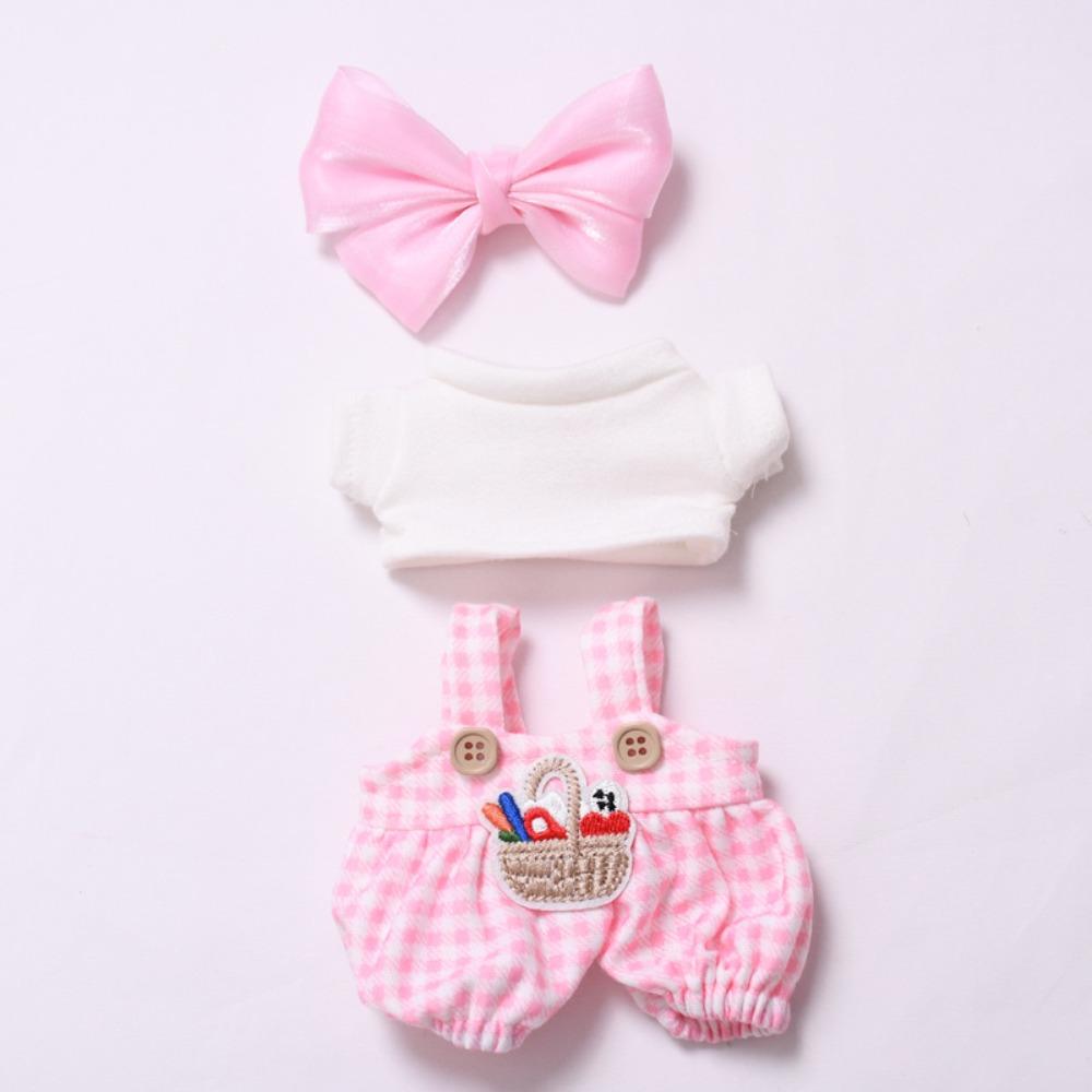 

Клетчатый комбинезон Сидящий Лабубу Время Тканевый Бант 17см Плюшевые Куклы Одежда Хлопковые Кукольные Аксессуары Style 2