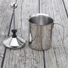 Portable Stainless Steel Manual Milk Frother, Latte Art Tool for Home and Camping Use (201 Stainless Steel, 400cc)