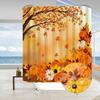 Fall Thanksgiving Day 4Pcs Autumn Pumpkin Maple Tree Leaves Shower Curtain Set With Non-Slip Rug Toilet Lid Cover And Bath Mat