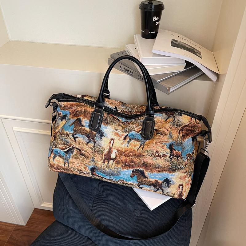 

New oil painting bag soft leather canvas literary and artistic fan niche design travel portable large capacity tote bag чорний