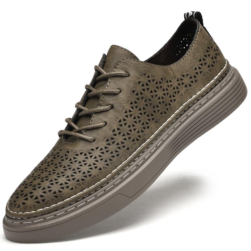 Fashion Trendy 2025 Men Casual Leather Walking Oxford Shoes Fashion Anti-Slip Breathable Outdoor Running Shoes Comfy Flat Designer Shoes