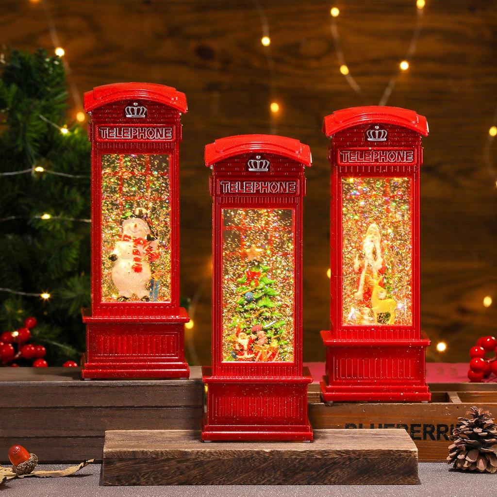 Large Luminous Telephone Booth Snow Globe - Creative Christmas Ornament & Gift