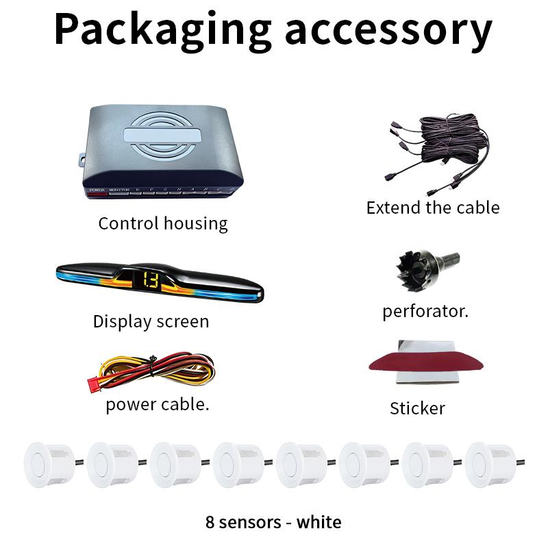 Voice Prompt 8-Probe Parking Sensor System 22mm 12V Reversing Radar Source Factory Car Parking Assistance Device