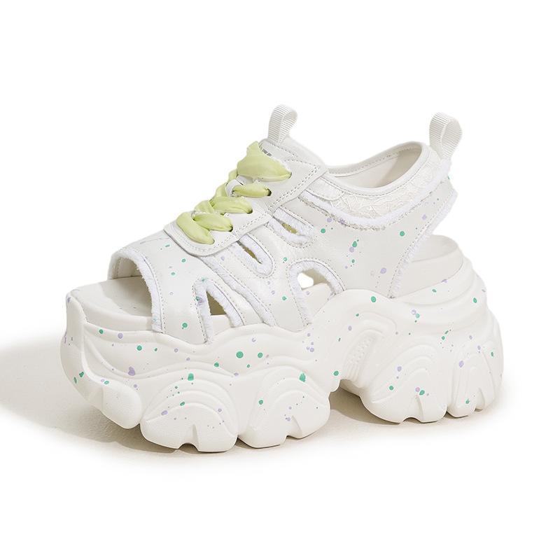 Platform sandals women's 2025 summer new heightening shoes fashionable hollow outer wear hole shoes sports wind beach shoes