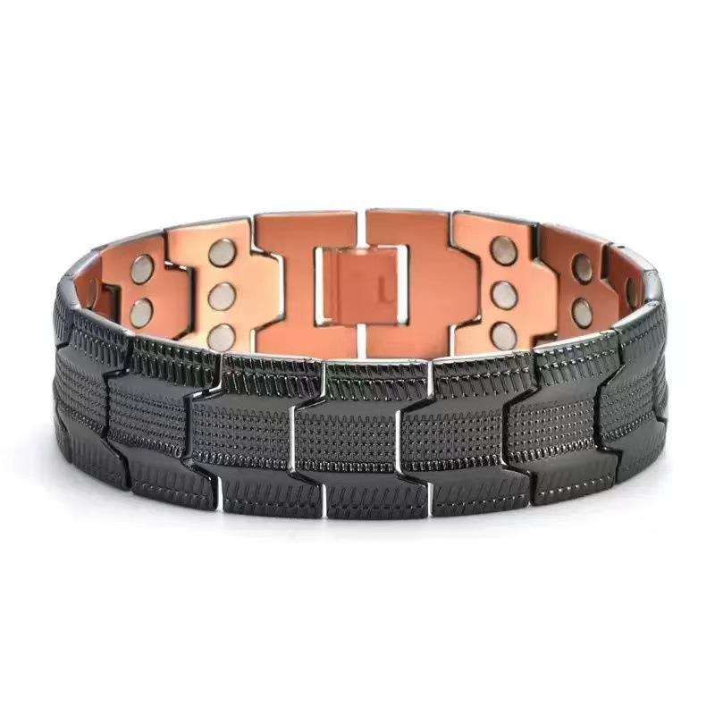 Antique Copper Magnetic Bracelet: Retro Fashion Three-Row Adjustable Couple Bangle