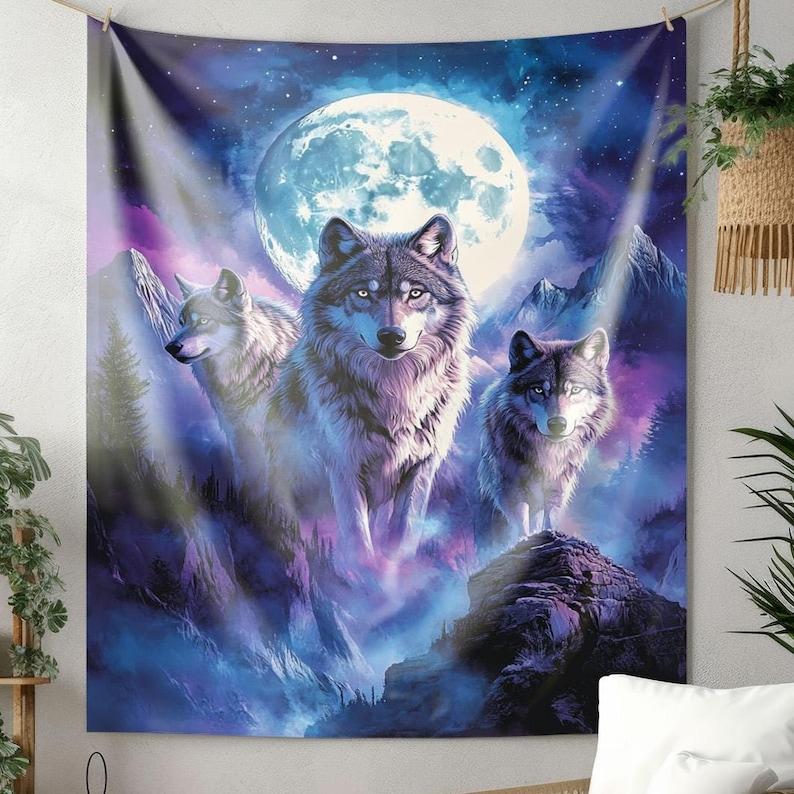 wolf pack tapestry 75x100 чёрный